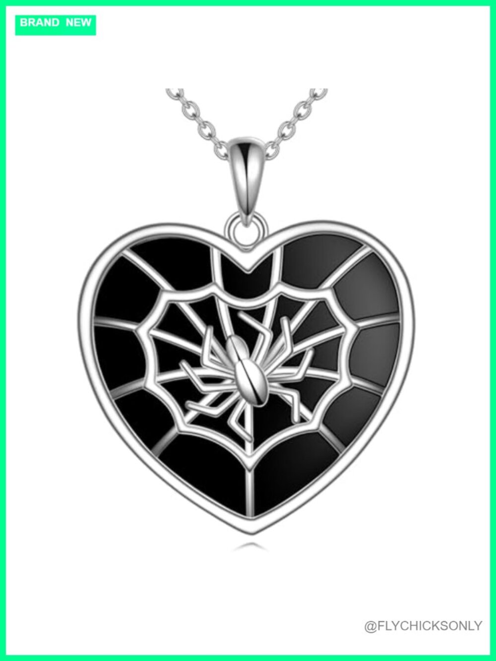 Sterling Silver Spider Heart Pendant Necklace 925 Gothic Spiderweb Jewelry Gift